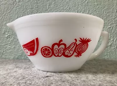 Federal Milk Glass Kitchen Mixing Batter Bowl Red Fruit Onion RARE Vintage • $165