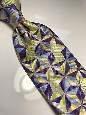 Nwt Verse 9 Multi Color Geometric Style Print Silk Designs Neck Tie & Hanky • $22