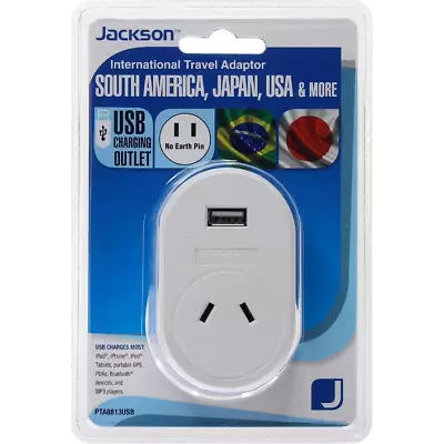 $22.99 • Buy Jackson Outbound South America Japan USA & More 2 Pin Travel Adaptor With USB