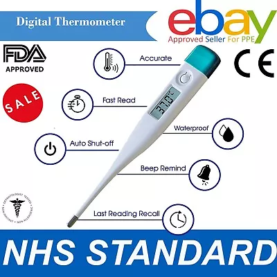 Digital LCD Thermometer Baby Adult Kids Safe Body Ear Mouth Temperature UK Stock • £3.49