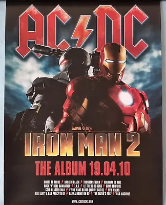 AC DC Marvel Iron Man 2 Original Promo Poster 42 Cm X 30 Cm Small • £12.99