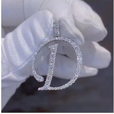 1.30 Ct Round Cut Natural Moissanite Custom Initial Letter D Pendant 925 Silver • $136.79