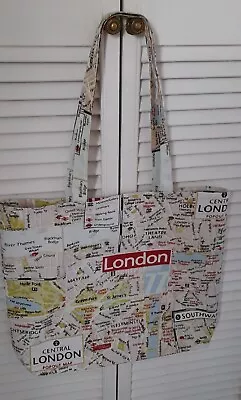 Handmade Fabric London Map Tote Bag. • £7.50