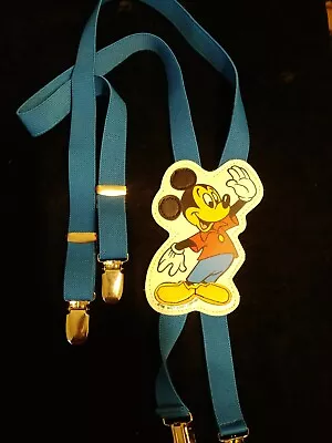 Vintage 1980s Blue Walt Disney Mickey Mouse   Adjustable Suspenders Gently Worn • $14.99