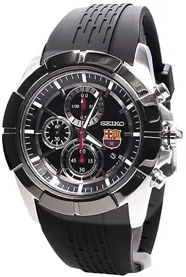 Seiko FCB Barcelona Chronograph Leather Strap Men's Watch SNDE81P1 • $288