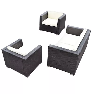 3 PCS Patio Loveseat Chair Furniture Set Furniture Outdoor Wicker Cushioned Seat • $359.99