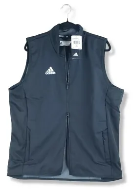 Adidas Game Mode Vest Men's Casual Full Zip Vest FP9989 Black White Large • $59.99