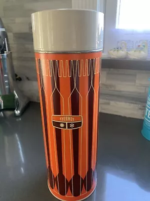 King Steely Quart Size Thermos. Orange And Black. Plastic • $27