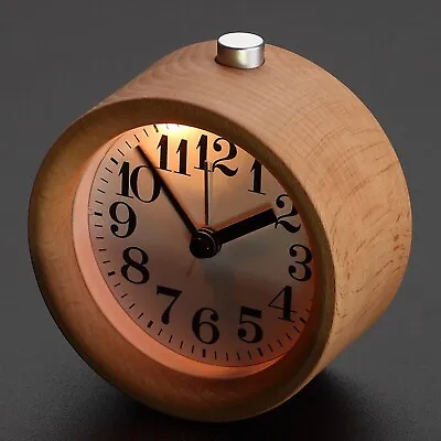 $30.58 • Buy Wooden Analog Alarm Clock Non Ticking Bedside Table Desk Snooze W/ Night Light