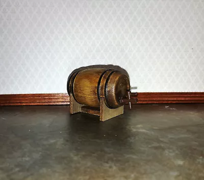 Dollhouse Miniature Small Wooden Keg With Stand And Tap 1:12 Scale Tapped Keg • $10