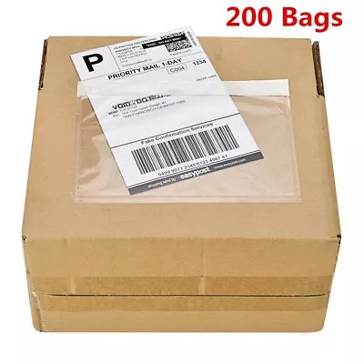 200 7.5 X 5.5 Clear Adhesive Top Loading Packing List Shipping Labels Envelopes • $18.95