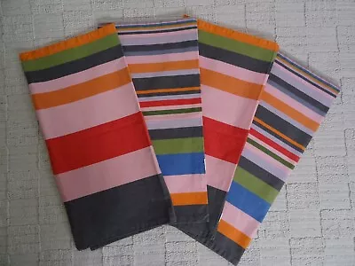 4 X IKEA KAJSA RAND Multicolour Stripe Cotton Square Cushion Covers 50x50cm • £3.50