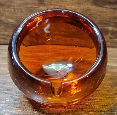 Glass Mod Orange Orb Dome Ashtray Atomic Eames Era Single Slot 4 Inch • $22