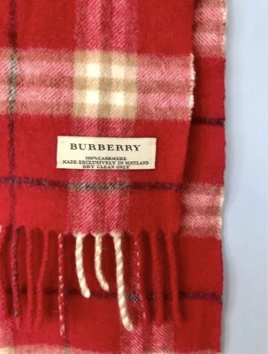 £68 • Buy Burberry 100% Cashmere Scarf Red Tartan Small