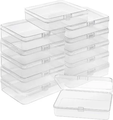 £18.99 • Buy 12 Large Clear Plastic Storage Boxes Craft Bead Jewellery & Pill Container Cases