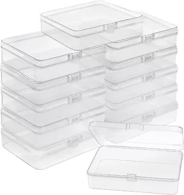 £18.99 • Buy 12 Large Clear Plastic Storage Boxes Craft Bead Jewellery & Pill Container Cases