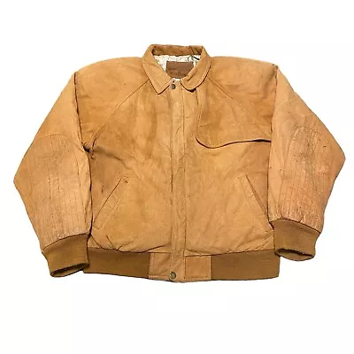 Vintage Marlboro Miles Adventure Team Suede Leather Bomber Jacket Mens Small • $29.99