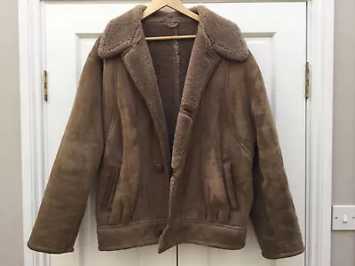 Real Sheepskin Mens Jacket Size 44 Made In England Brown Colour • £45