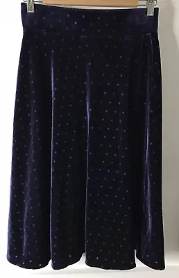 M&S Collection Velour Blue Mix Lined Spot Detail Skirt UK Size 8 • £8.40