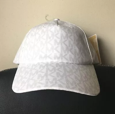 Michael Kors White MK Logo Monogram Strap Back Baseball Cap Hat (NWT) • $39.99