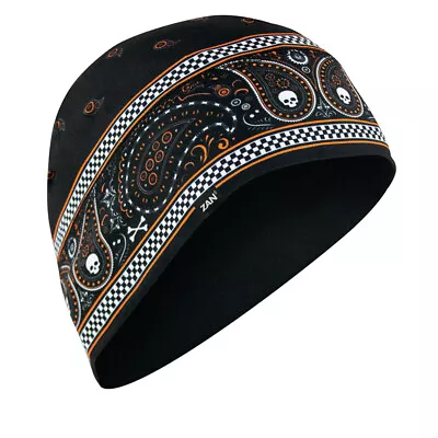 Zan® Helmet Liner/Beanie SportFlex® Series Black & Orange Classic Bandana • $11.49