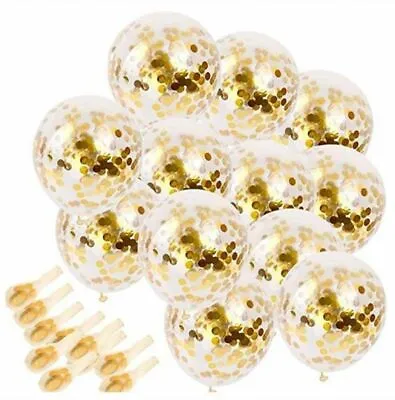 12  Silver Rose Gold Confetti Balloons Birthday Wedding New Year Eve Party Decor • $3.72