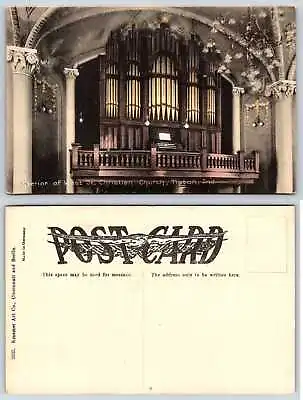 Tipton Indiana WEST ST CHRISTIAN CHURCH MASSIVE PIPE ORGAN Tinted Postcard K503 • $19.99