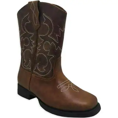 Wonder Nation Youth Boys Brown Pull-on Square Toe Cowboy Boots Shoes: 1-6 • $27.99