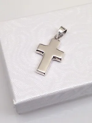 Mens Plain Cross Pendant For Necklace 925 Sterling Silver 18mm(0.71 )/25mm Small • $22.95