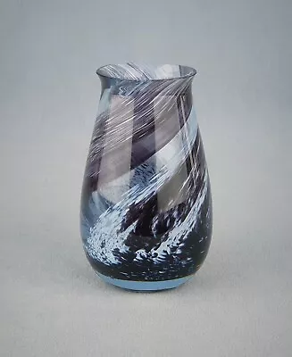 Caithness Scotland  Purple / Blue / White  Swirl Vase  11.5 Cm • £11