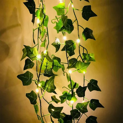 2-10M LED Ivy Leaves Garland Hanging Fairy String Lights Solar Lamp Xmas Wedding • £6.41