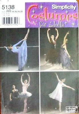 Simplicity 5138 Uncut Pattern Ballet Costumes Dance Plus Sizes 14-20 Tutu Bolero • £23.80