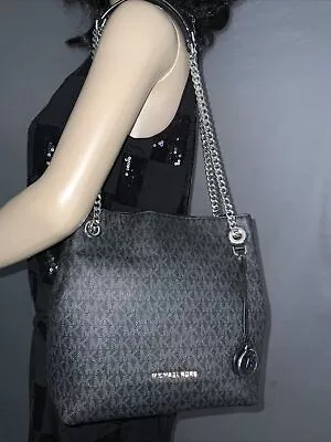 Michael Kors Black Signature Chain Convertible Tote Bag • $75