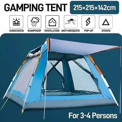 Full Automatic Instant Pop Up 3-4Man Camping Tent Family Outdoor Hiking Shelter  • £36.99