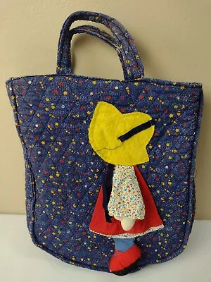 Vintage Marilyn Conklin Bag Blue Floral 3D Small Hand Tote Bag 1984 • $9.99