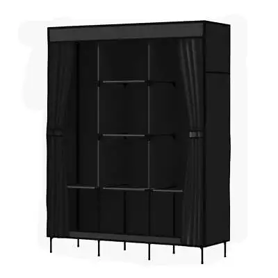 Artiss Clothes Wardrobe Closet Storage Large Portable Organiser With Shelf Black • $47.99