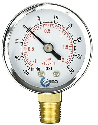 2  Vacuum Gauge - Chrome Plated Steel Case 1/4  NPT Lower Mnt. -30Hg/+30 Psi • $9.45