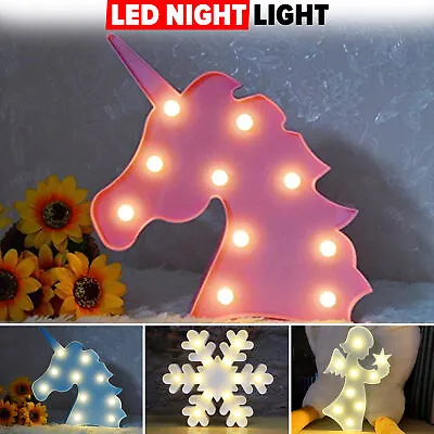 Unicorn LED Night Light Wall Lamp Marquee Kids Room Decor Table Desk Lamp Gift • £4.99