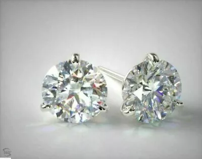 3 Ct Round Cut Moissanite Martini Stud Earrings 14K White Gold Plated Silver • $79.20