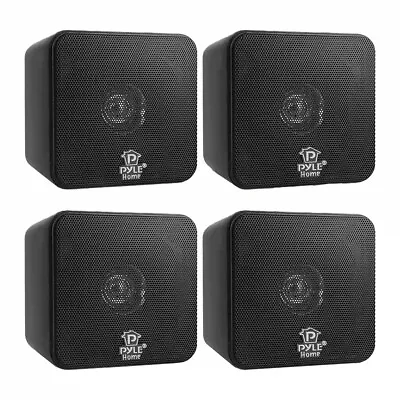 Pyle PCB4BK 4 Inch 200W Mini Cube Bookshelf Stereo Speakers Black (4 Speakers) • $74.99