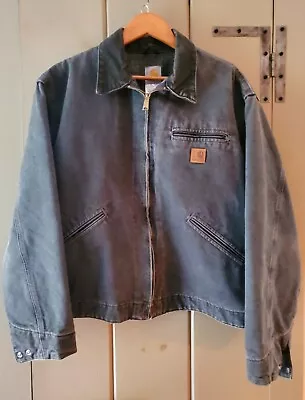 $171.50 • Buy Vintage Carhartt J97 Detroit Blanket Lined Distressed Blue XL