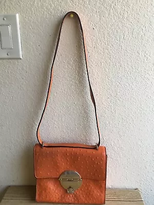 Michael Kors Leather Shoulder Bag Ostrich Print Tangarine Small Messenger Purse • $35