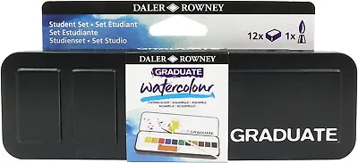 Daler Rowney Graduate Watercolour Set -  Metal Tin - 12 Half Pan & 1 Brush • £14.99