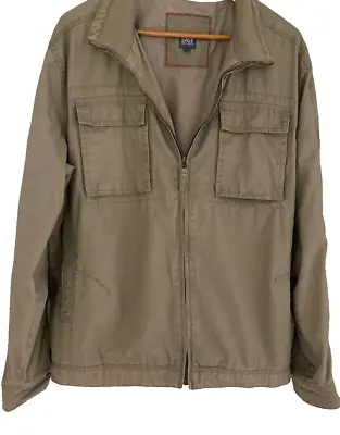 Easy Mens Cotton Canvas Zipper Jacket Size XL Beige Very Good Condition • £12.99