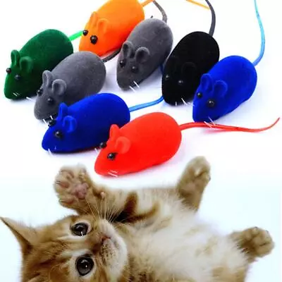 Funny Flocking Mouse Cat Toys Realistic Sound Plush Rubber Interactive Pet Toys • $10.69