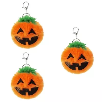  3pcs Halloween Jack-O'-Lantern Key Chain Plush Key Ring Pendant Souvenir Car • $19.18