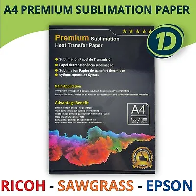 $26.95 • Buy A4 Dye Premium Sublimation Paper For Ricoh Sawgrass Epson Printer Heat Transfer