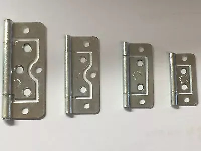 Chrome /Silver / Zinc Flush Hinges Cabinet Door Cupboard Toy Box Various Sizes  • £2.95