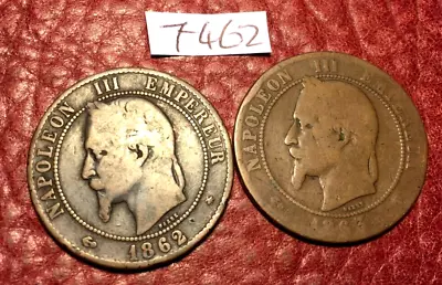 2 FRANCE NAPOLEON III 10c 1862 And 1863  - LOT 7462 • £2.99