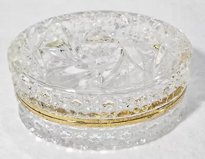 Vintage French Cut Crystal Baccarat Style Jewelry Casket Trinket Box • $89.95